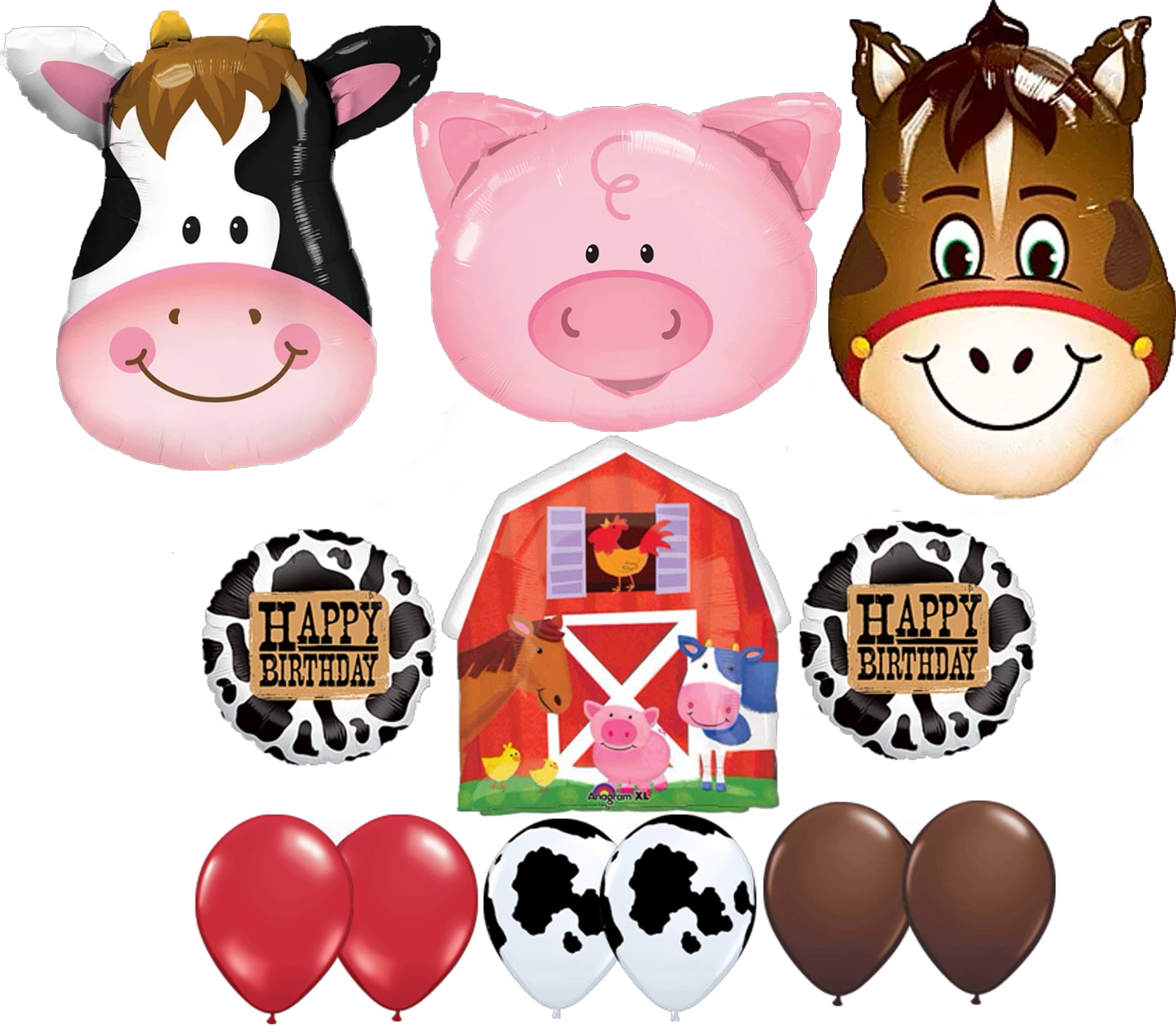 Barn Farm Animals birthday party cow horse pig balloons decorations supplies
