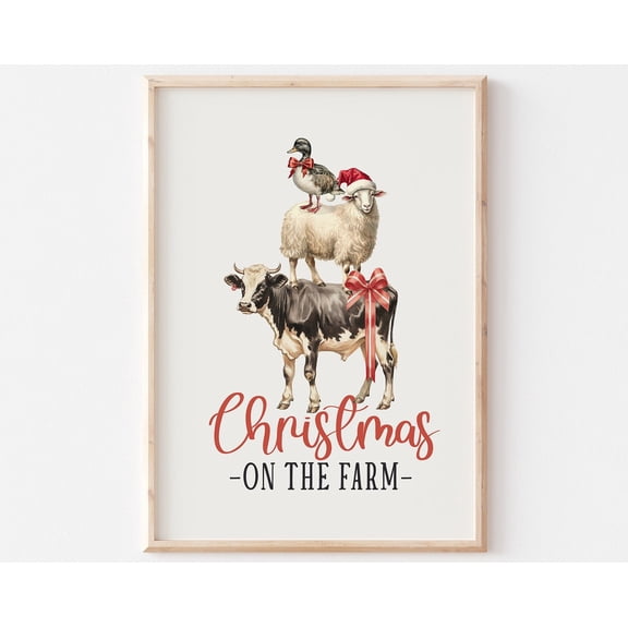 Barn Farm, On The Farm Print, Art, Farmhouse Decor, Farm Animals, Small Town Wall Art, Modern Wall Decor, 16x24 UNFRAMED