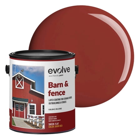Evolve Barn & Fence Latext Paint, High Durability and Scratch-Resistant Wood Paint, Barn Red, 1 Gallon