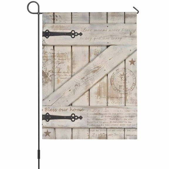 Barn Gate Garden Flag 28x40 Inch Vintage Letters Beige Farmhouse Door Wood Grain Double Sided Outdoor Garden Flags Welcome House Flag Decorative Yard Flags for Outside Holiday Decoration