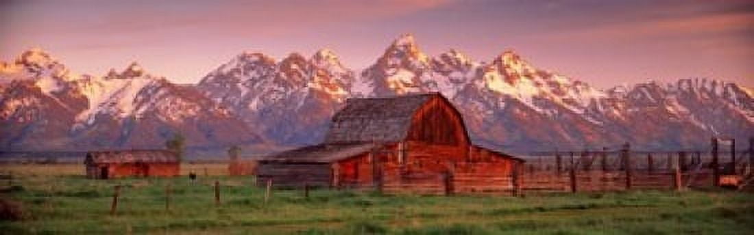 Barn Grand Teton National Park WY USA Canvas Art - Panoramic Images (18 x 6)