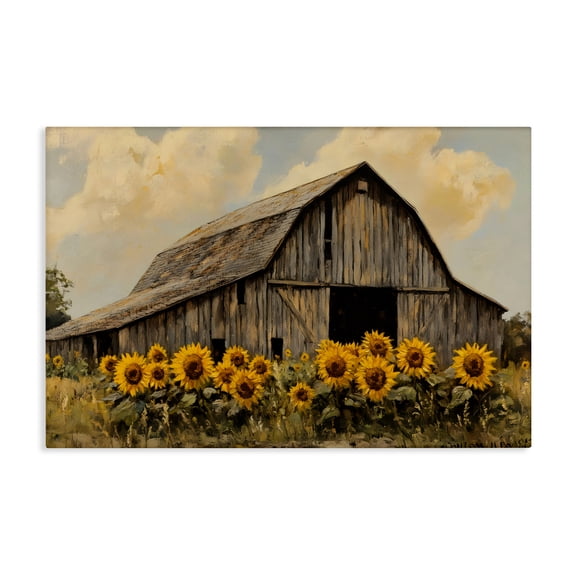 Stupell Industries Barn In Sunflower Field Canvas Wall Art, design by Franklyn Gregory