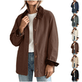 thumbnail image 1 of Barn Jacket for Women Corduroy Collar Button Down Canvas Chore Coat Fall Relaxed Fit Jackets with Pockets, 1 of 8