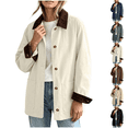 thumbnail image 1 of Barn Jacket for Women Corduroy Collar Button Down Canvas Chore Coat Fall Relaxed Fit Jackets with Pockets, 1 of 8