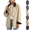 thumbnail image 1 of Barn Jacket for Women Corduroy Collar Button Down Canvas Chore Coat Fall Relaxed Fit Jackets with Pockets, 1 of 8