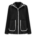 thumbnail image 1 of Barn Jackets For Women Sevevn Womens Cropped Wool Jacket Embroidered Contrast Trims Blazer Fall Short Pea Coat with Pockets, 1 of 4