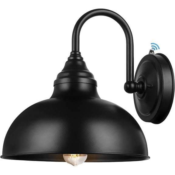 Barn Light Gooseneck Light- Dusk to Dawn Farmhouse Outdoor Lighting, 1-Light Outdoor Gooseneck Lighting with Sensor Farmhouse Wall Sconce for Patio Porch Garage (11.8" Diameter, 1pc)