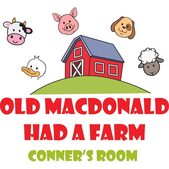 Barn Old Macdonald Had A Farm Animals Decors Wall Sticker Art Design Decal for Girls Boys Kids Room Bedroom Nursery Kindergarten House Fun Home Decor Stickers Wall Art Vinyl Decoration (20x20 inch)