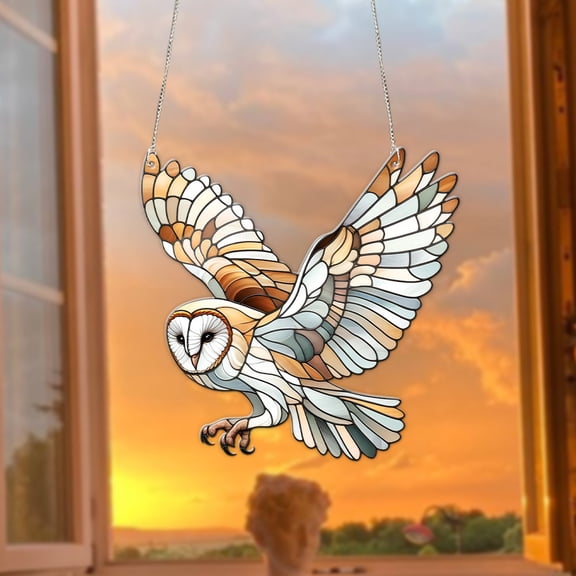 Barn Owl Acrylic Suncatcher Gothic Window Hanging Home Decor
