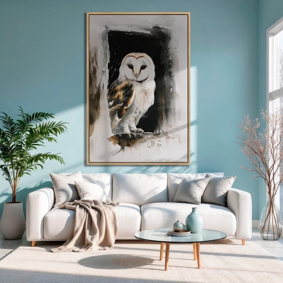 Barn Owl Art Bird, Modern Avian Decor, 16x24 UNFRAMED