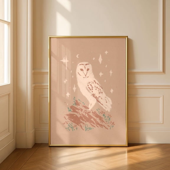 Barn Owl Celestial Folk Forest Wall Decor Unframed Paper Print