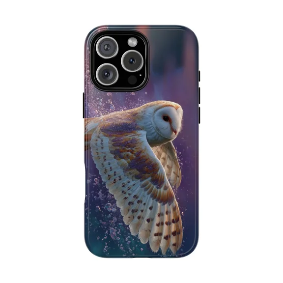 Barn Owl Celestial Purple Dust Scene Case for iPhone 17 to 11 Pro Max
