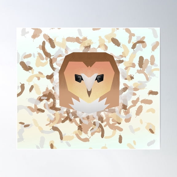 Barn Owl Feather Burst Pattern Poster Wall Art, Modern Wall Decor For Living Room Bedroom, 8x12 UNFRAMED
