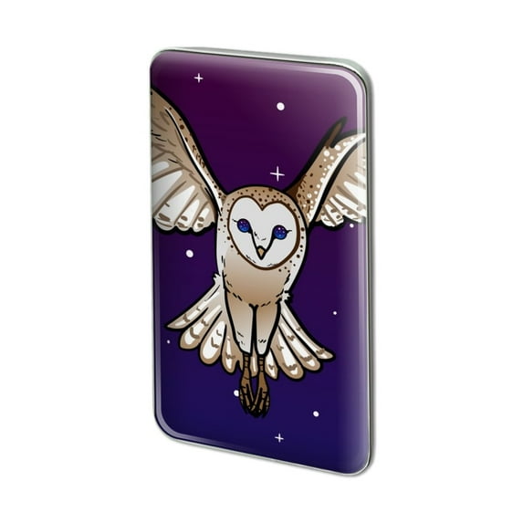 Barn Owl Flying in Night Sky Metal Rectangle Lapel Hat Pin Tie Tack Pinback