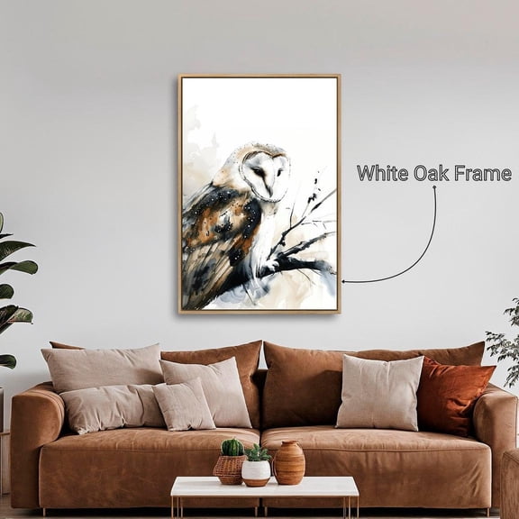 Barn Owl On Tree Branch Wall Art Woodland Scene Poster Wildlife Wall Decor Birds Lover Ready To Hang, Unframed Poster Size 8x12