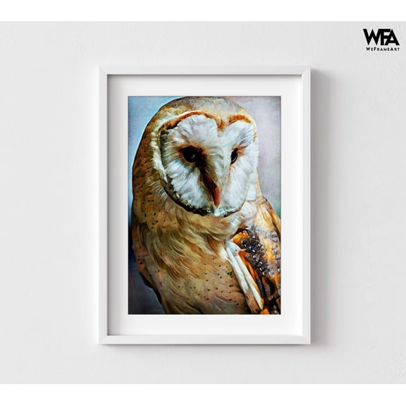 Barn Owl Painting Print, Framed Small Owl Art, Country Owl Art, Serene Barn Owl Print, Original Bird Art, Bird Love Art, Framed Wall Art