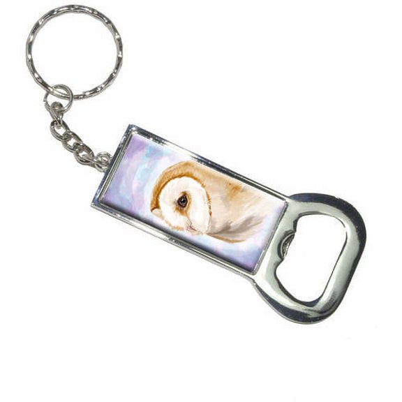 Barn Owl Purple Watercolor Bird Keychain Bottle Bottlecap Opener