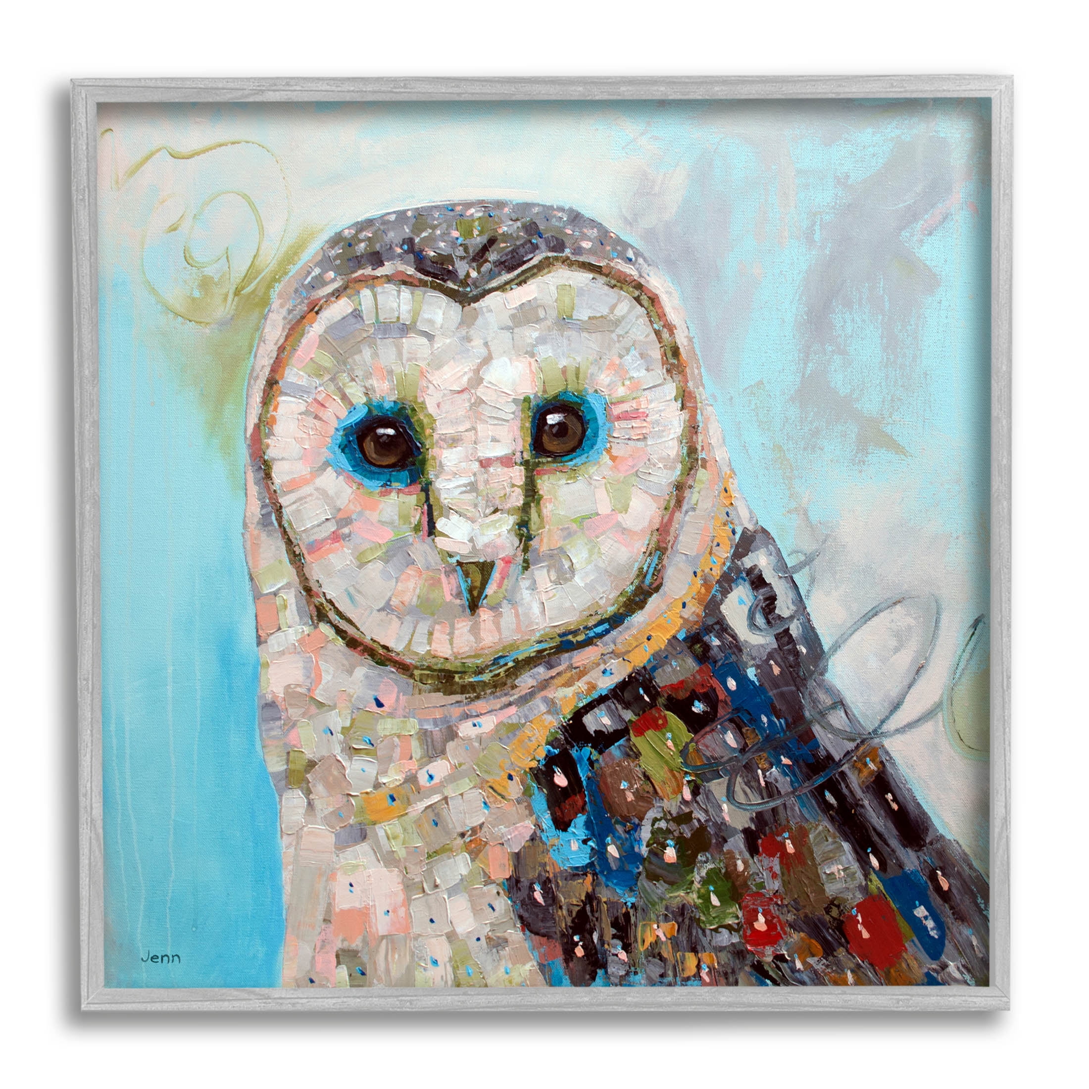Barn Owl Urban Style Modern Animals & Insects Painting Gray Framed Art Print Wall Art