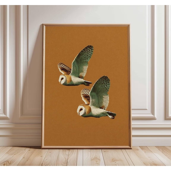 Barn Owl Vintage Bird Minimalist Nature Rustic Woodland Nordic Wildlife Art, Stretched Canvas 8x10in