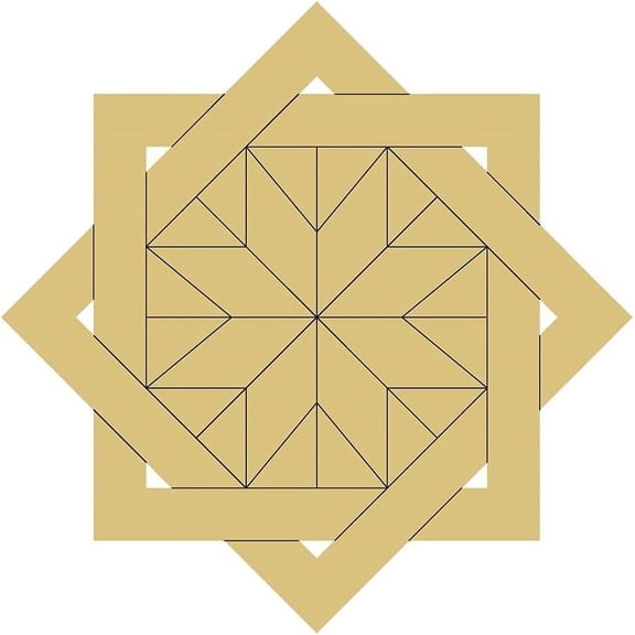 Barn Quilt Square Design by Lines Cutout Unfinished Wood Country Decor Coloring Book Door Hanger Everyday MDF Shape Canvas Style 19 Art 1 (24")