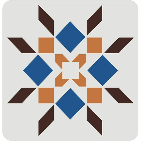 Barn Quilt Stencil 11.8x11.8inch Reusable Sunshine Quilt Block Stencil Diamond Pattern Stencils for Painting on Patio, Floor Tile, Wall. Fabric, Home Decoration Stencil