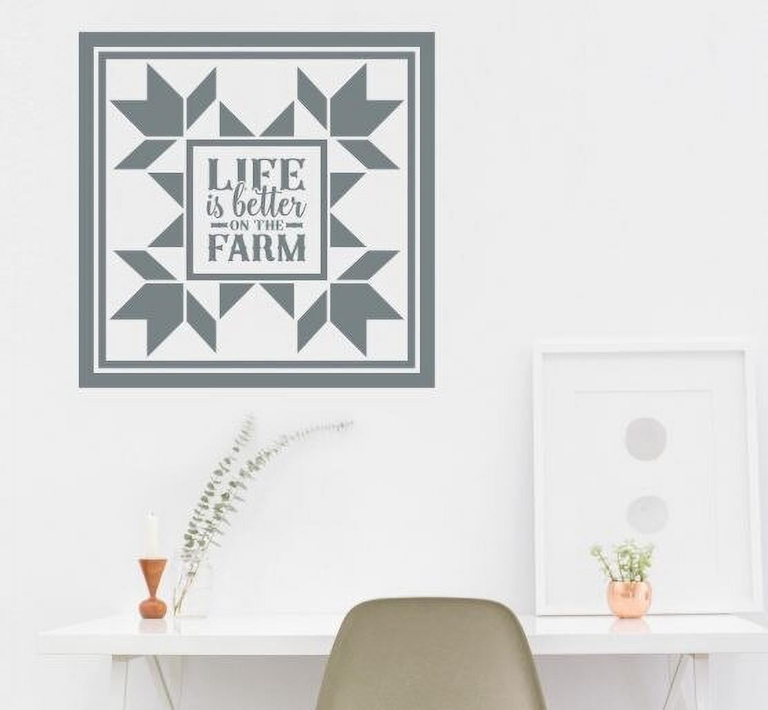 Rustic Barn Stickers Barn Quilt Wall Decal Life Better on Farm Farmhouse Room Decor Sticker ...