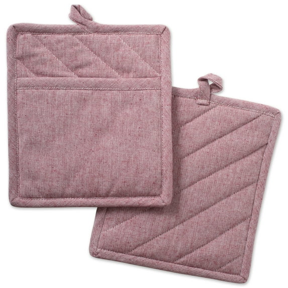 Barn Red Solid Chambray Potholder (Set of 2)