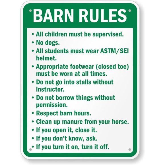 Barn Rules Campground Weatherproof Metal Aluminum Sign Size: 8" x 12"
