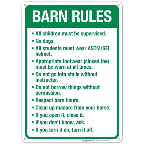 Barn Rules Sign,
