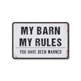 thumbnail image 1 of My Barn My Rules Vintage Style 18 Inch x 24 Inch Novelty Aluminum Metal Sign Wipe Hooves Mind Gates Durable Weatherproof Perfect for Barns Stables Tack Rooms Fun Gift for Farmers, 1 of 6