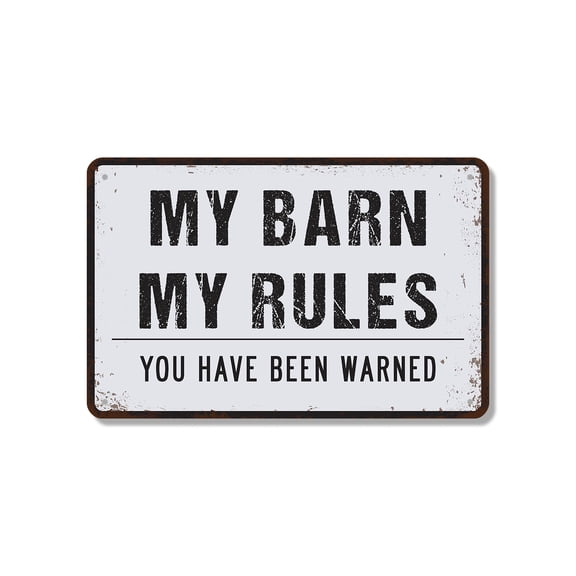 My Barn My Rules Vintage Style 7 Inch x 10 Inch Novelty Aluminum Metal Sign Wipe Hooves Mind Gates Durable Weatherproof Perfect for Barns Stables Tack Rooms Fun Gift for Farmers