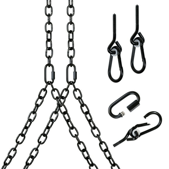 Barn-Shed-Play Heavy Duty 700 Lb Porch Swing Black Hanging Chain Kit (8 Foot Ceiling)