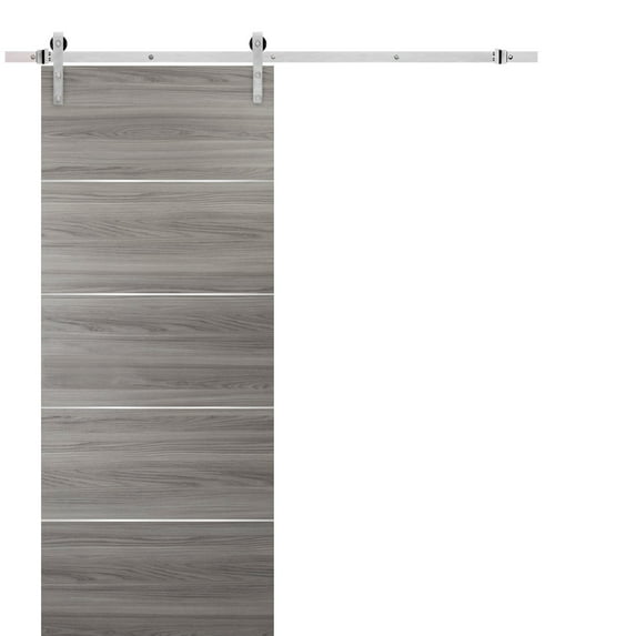 Barn Sliding Grey Door 32 x 84 with Stainless Steel Hardware