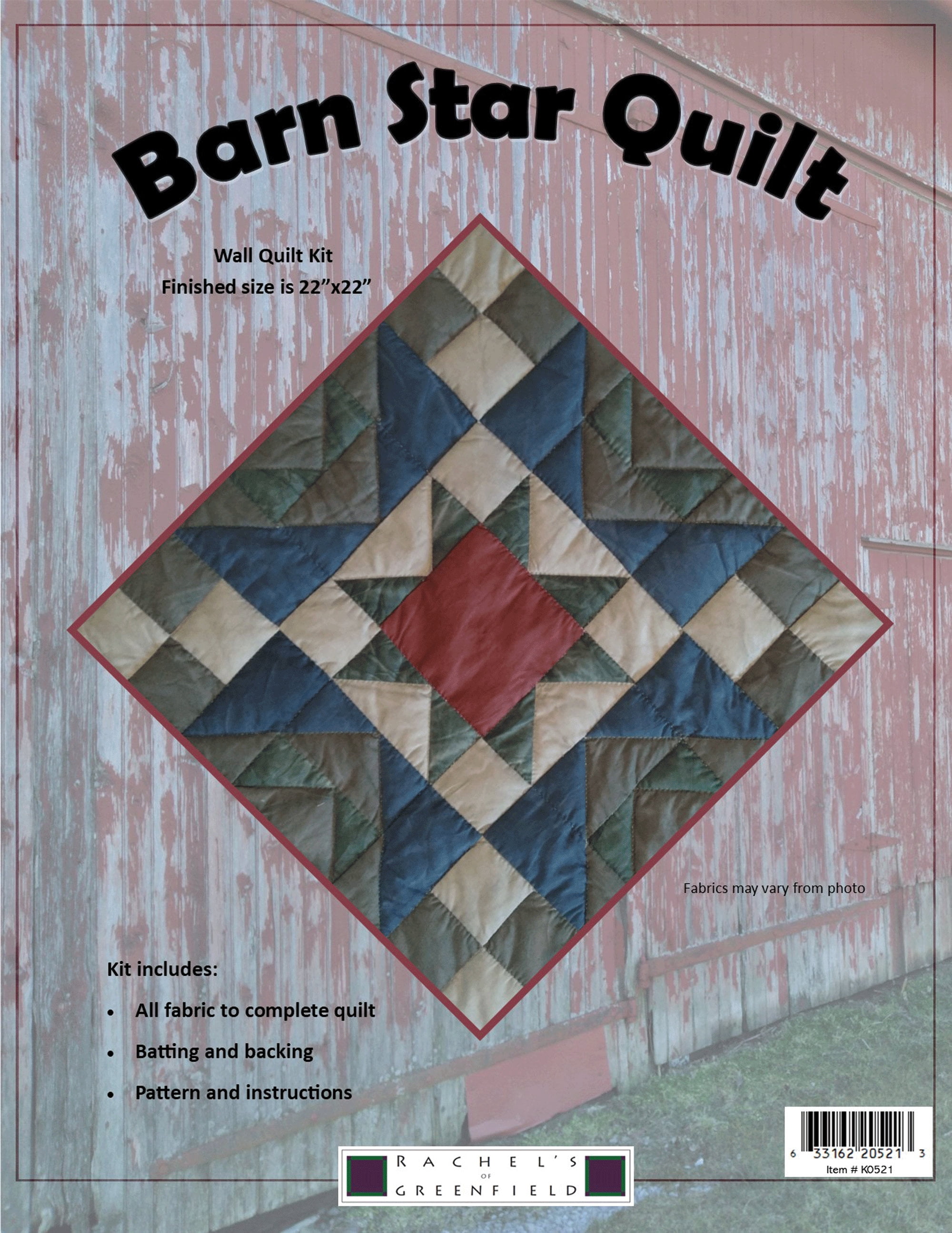 Barn Star Quilt Kit by Rachel's of Greenfield | Traditional Wall Quilt ...
