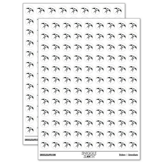 Barn Swallow Bird in Flight 200+ Round Stickers - White - Gloss Finish - 0.50" Size