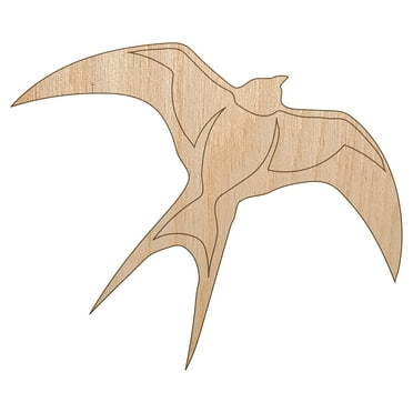 Barn Swallow Bird in Flight Wood Shape Unfinished Piece Cutout Craft DIY Projects - 4.70 Inch Size - 1/8 Inch Thick