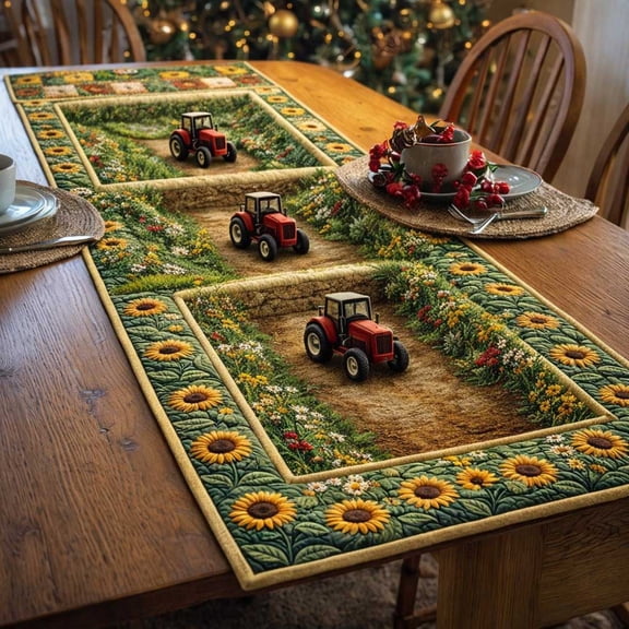 Barn Tractor Quilted Table Runner