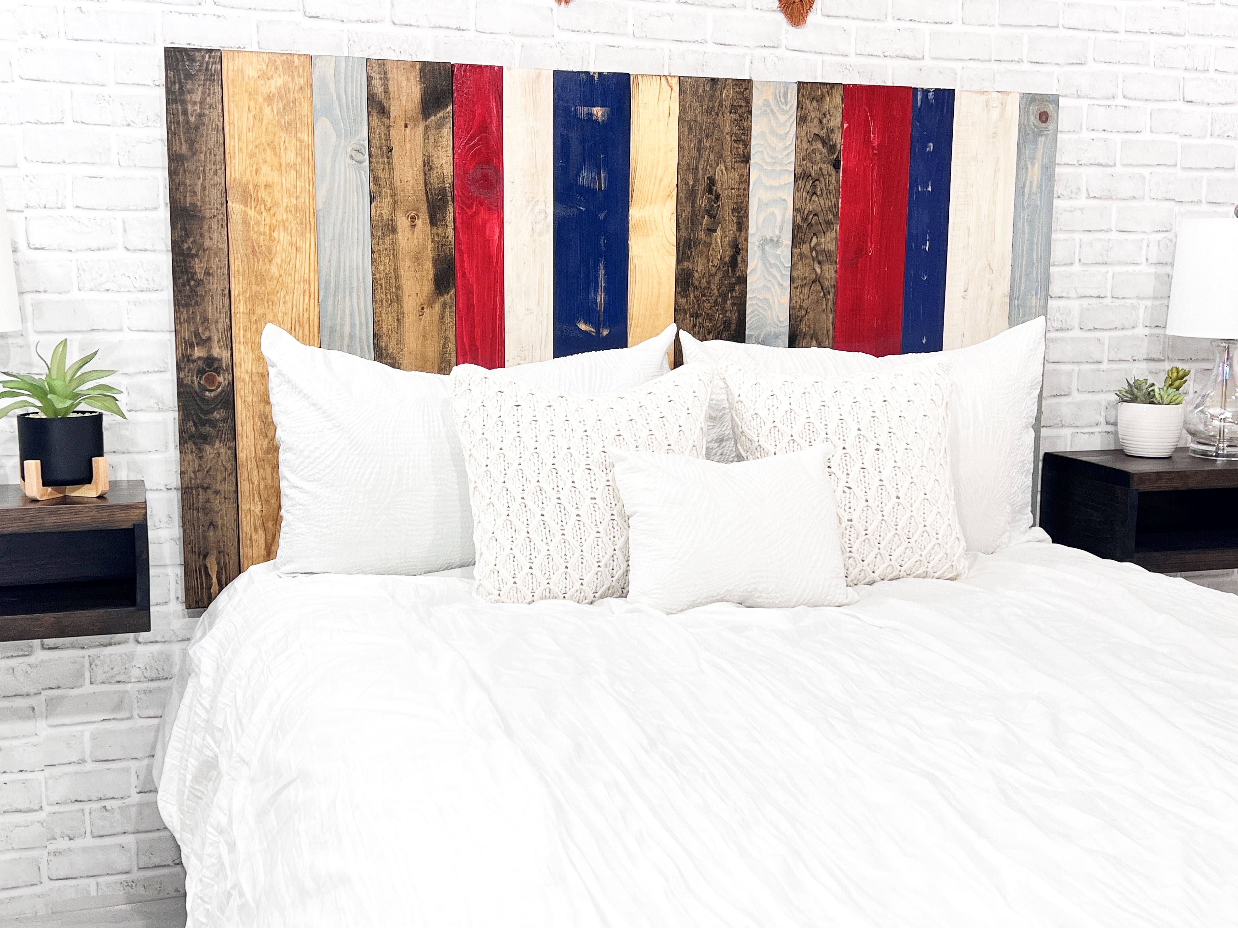 Barn Walls Americana Mix Signature Design, Multicolored Solid Wood Headboard, Floating Panels, Wall Mount, Adjustable Height, Easy Assembly, Twin Size