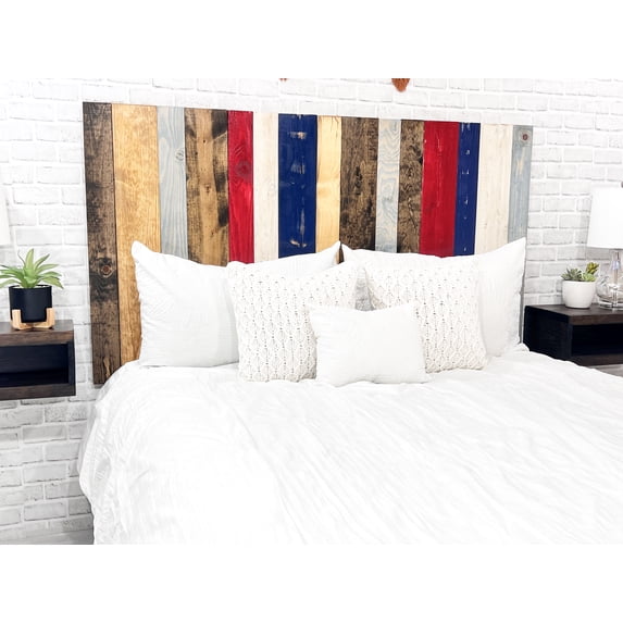 Barn Walls Americana Mix Signature Design, Multicolored Solid Wood Headboard, Floating Panels, Wall Mount, Adjustable Height, Easy Assembly, Twin Size