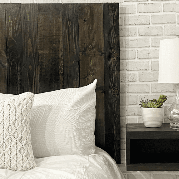 Barn Walls Black Barrel Headboard Stain, Rustic Design, Solid Wood Headboard, Floating Panels, Wall Mount, Adjustable Height, Easy Assembly, California King Size