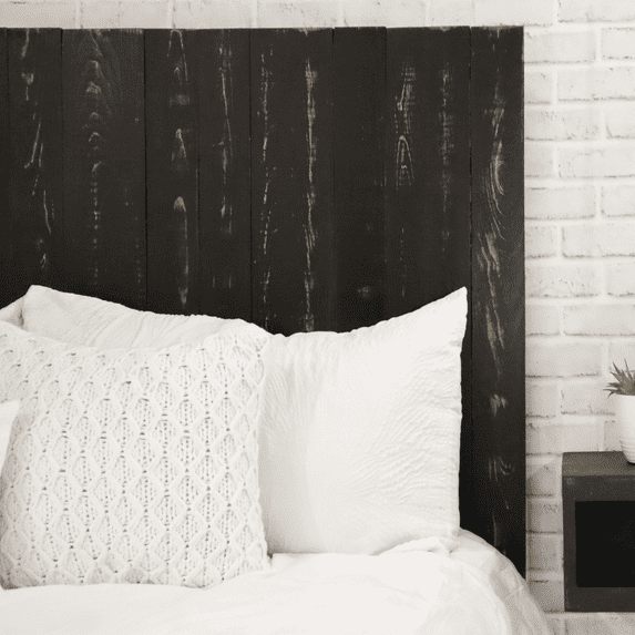 Barn Walls Black Headboard, Rustic Design Weathered, Solid Wood Headboard, Floating Panels, Wall Mount, Adjustable Height, Easy Assembly, Full Size