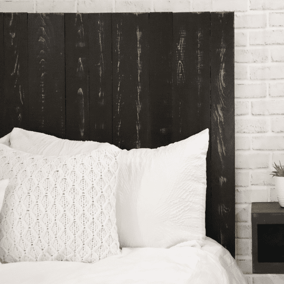 Barn Walls Black Headboard, Rustic Design Weathered, Solid Wood Headboard, Floating Panels, Wall Mount, Adjustable Height, Easy Assembly, Twin Size