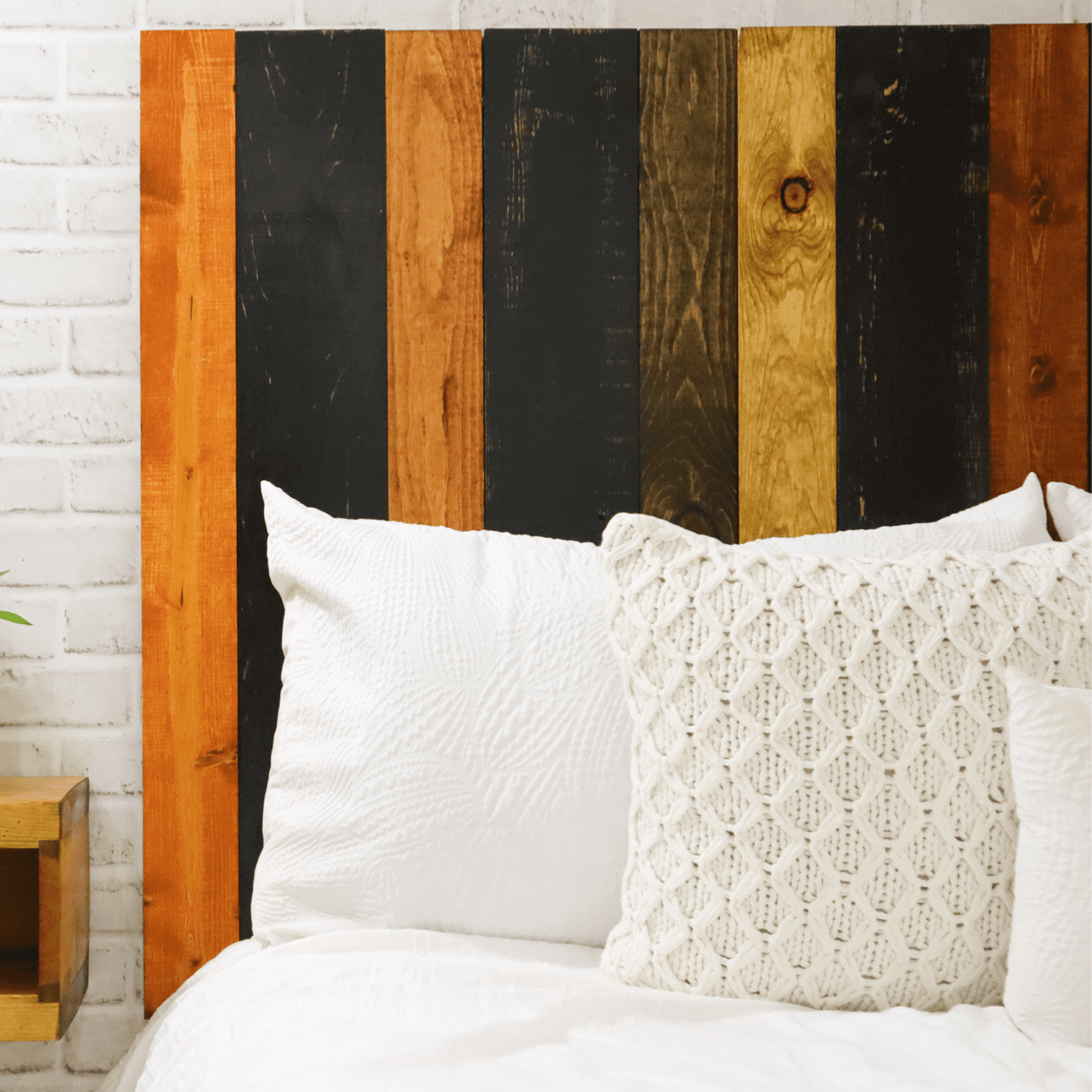 Barn Walls Cabin Mix Signature Design, Multicolored Solid Wood Headboard, Floating Panels, Wall Mount, Adjustable Height, Easy Assembly, California King Size
