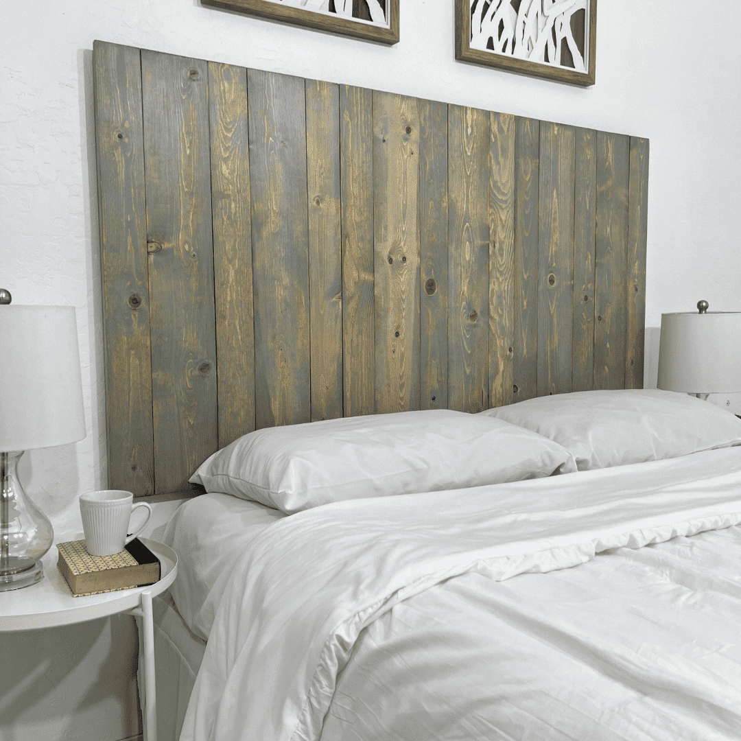 Barn Walls Coastal California King Solid Wood Headboard, Wall Mount, Bluish-Gray