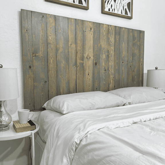 Barn Walls Coastal Twin Solid Wood Headboard, Natural Wood Grain, Wall Mount, Bluish-Gray