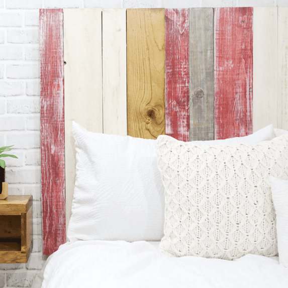 Barn Walls Country Mix Signature Design, Multicolored Solid Wood Headboard, Floating Panels, Wall Mount, Adjustable Height, Easy Assembly, King Size