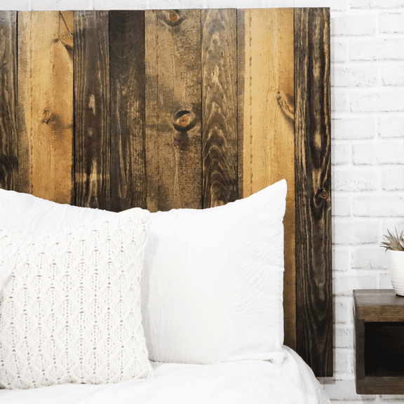 Barn Walls Floating 4 Panel Wall Solid Wood Headboard, Dark Walnut, King