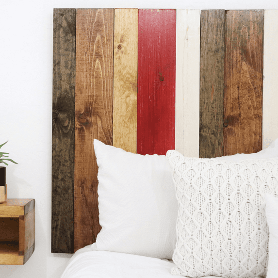 Barn Walls Fall Mix Signature Design, Multicolored Solid Wood Headboard, Floating Panels, Wall Mount, Adjustable Height, Easy Assembly, Full Size