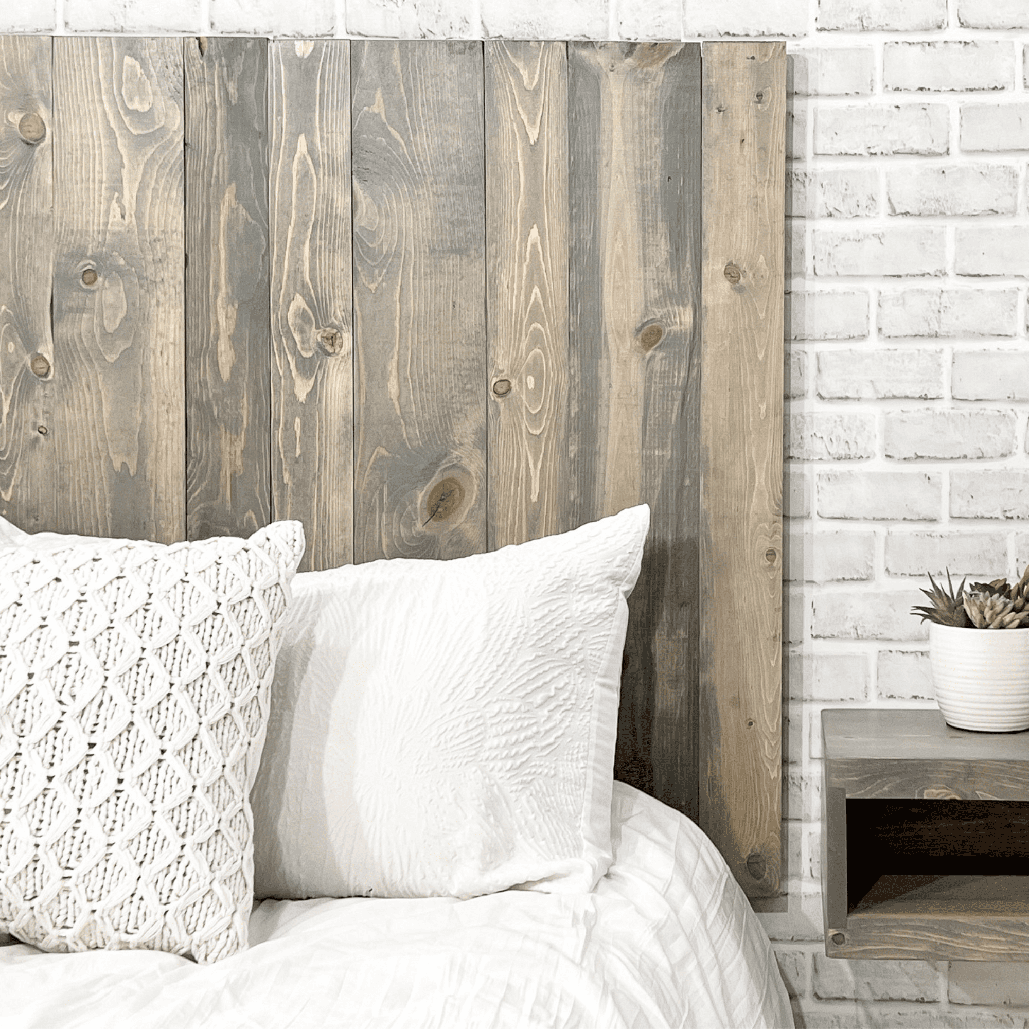 Barn Walls Gray Fog Headboard Stain, Rustic Design, Solid Wood Headboard, Floating Panels, Wall