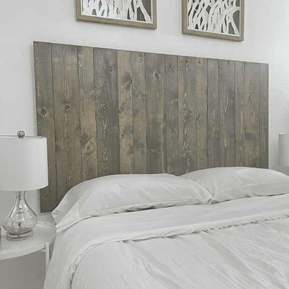 Barn Walls Gray Fog Headboard Stain, Rustic Design, Solid Wood Headboard, Floating Panels, Wall Mount, Adjustable Height, Easy Assembly, Twin Size